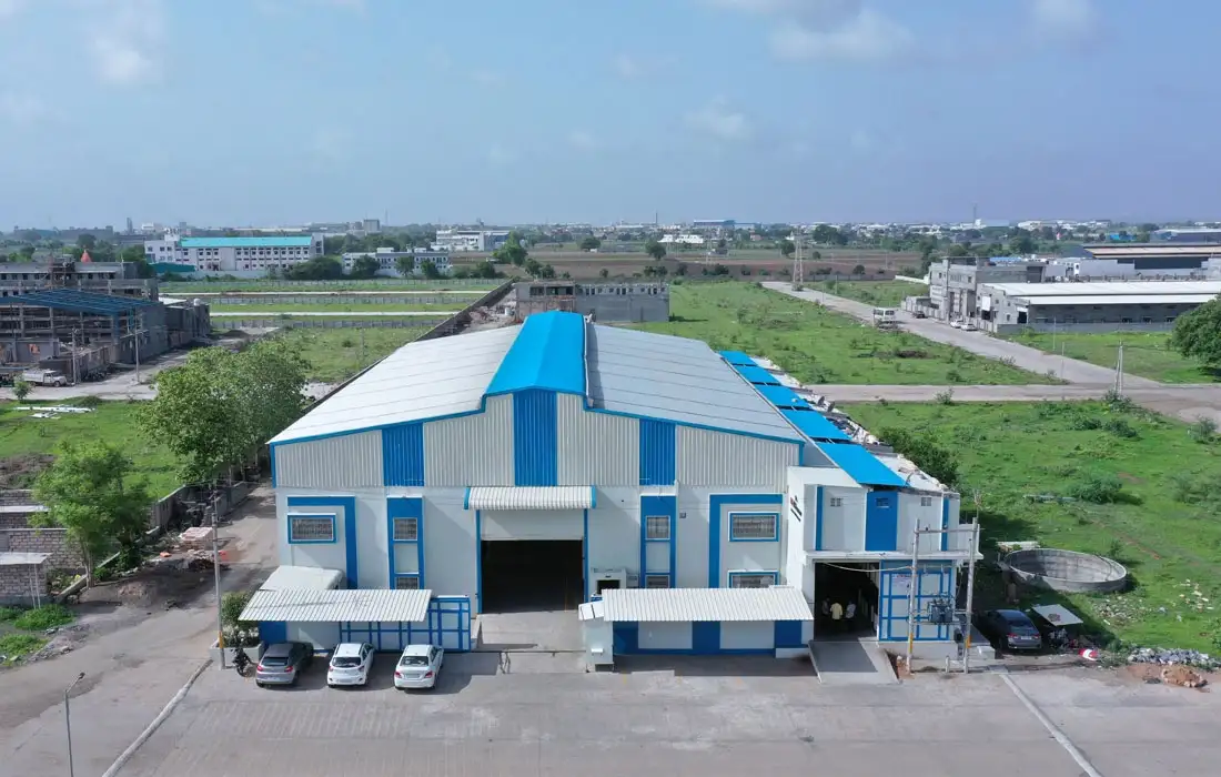 Front elevation of an industrial warehouse facility