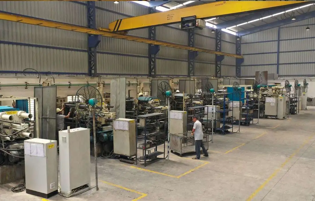 Factory floor with operational machines and workers