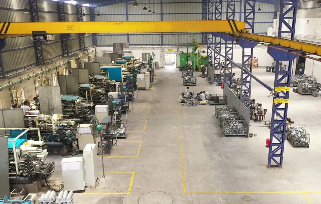 An engineering workshop with multiple machining stations