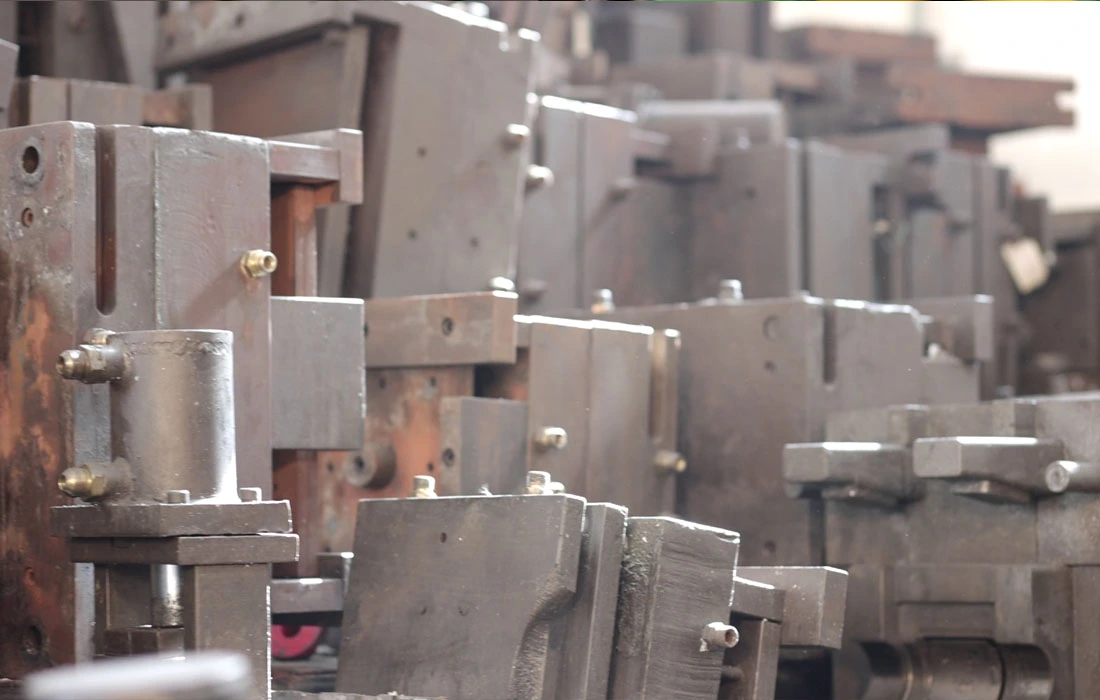 View of metal moulds used in casting