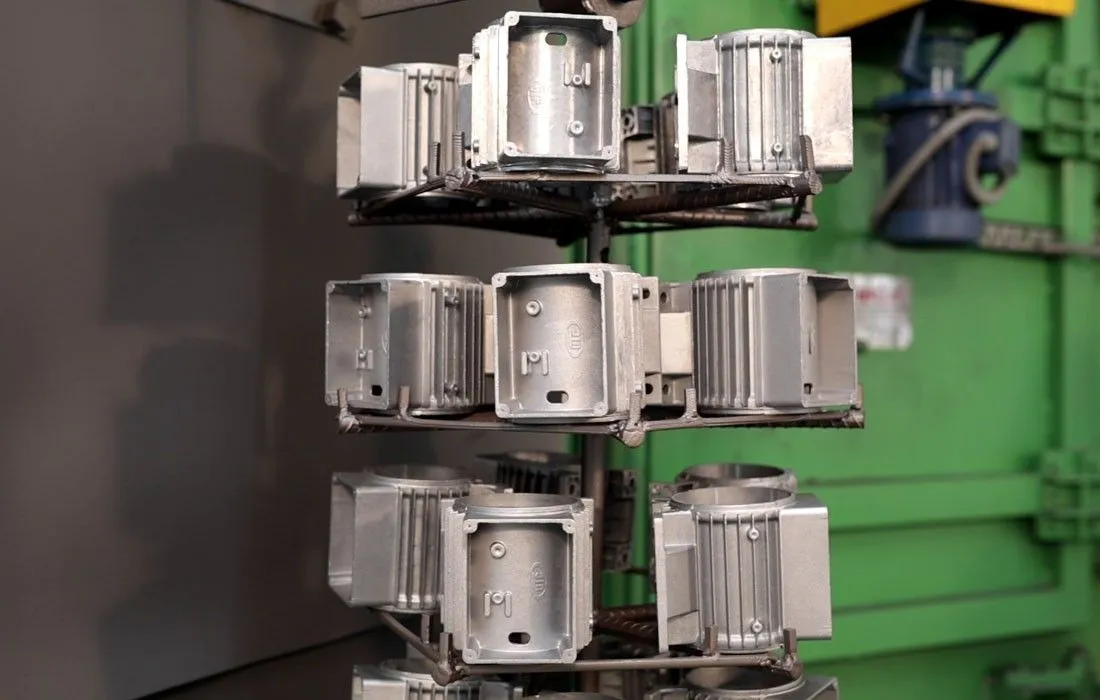 die-cast components stacked and ready for quality inspection